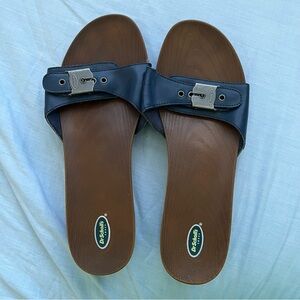 Dr. Scholl's Navy and Brown Slide Sandals